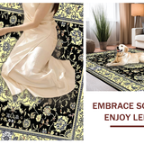 Ultra Soft Area Rug, Non Slip, Stain Resistant, Washable Area Rugs for Living Room, Bedroom, Elegant French Classic Symmetrical Pattern(Black)