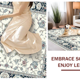 Ultra Soft Area Rug, Non Slip, Stain Resistant, Washable Area Rugs for Living Room, Bedroom, Contemporary Subtle Patterned Motif(White)