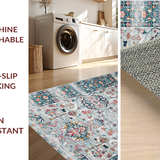 Ultra Soft Area Rug, Non Slip, Stain Resistant, Washable Area Rugs for Living Room, Bedroom, Rustic Silver Floral Texture(Gray)