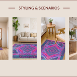 Ultra Soft Area Rug, Non Slip, Stain Resistant, Washable Area Rugs for Living Room, Bedroom, Chic Teal and Pink Mosaic Blend(Pink)