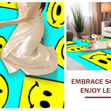 Bold Graphic Circular Happy Motif(Blue)