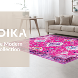 Ultra Soft Area Rug, Non Slip, Stain Resistant, Washable Area Rugs for Living Room, Bedroom, Rustic Soft Textured Blossom Print(Pink)