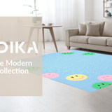 Ultra Soft Area Rug, Non Slip, Stain Resistant, Washable Area Rugs for Living Room, Bedroom, Sunny Expressive Cartoonish Element(Blue)