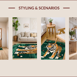 Ultra Soft Area Rug, Non Slip, Stain Resistant, Washable Area Rugs for Living Room, Bedroom, Vibrant Green Animal Motif(Brown)