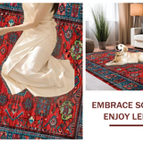 Ultra Soft Area Rug, Non Slip, Stain Resistant, Washable Area Rugs for Living Room, Bedroom, Brightly Colored Folk-Inspired Design(Red)