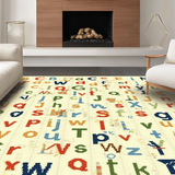Ultra Soft Area Rug, Non Slip, Stain Resistant, Washable Area Rugs for Living Room, Bedroom, Rustic Warm Alphabet Graphics(Red)