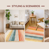 Ultra Soft Area Rug, Non Slip, Stain Resistant, Washable Area Rugs for Living Room, Bedroom, Stylish Multi-Hued Geometric Blend(Orange)