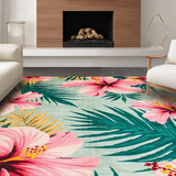 Ultra Soft Area Rug, Non Slip, Stain Resistant, Washable Area Rugs for Living Room, Bedroom, Exotic Green and Pink Palette(Pink)