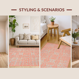 Ultra Soft Area Rug, Non Slip, Stain Resistant, Washable Area Rugs for Living Room, Bedroom, Chic Minimalist Ogee Pattern(Orange)