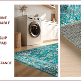 Ultra Soft Area Rug, Non Slip, Stain Resistant, Washable Area Rugs for Living Room, Bedroom, Elegant Distressed Floral Composition(Blue)