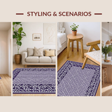 Ultra Soft Area Rug, Non Slip, Stain Resistant, Washable Area Rugs for Living Room, Bedroom, Artful Purple Symmetrical Design(Purple)