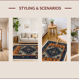 Ultra Soft Area Rug, Non Slip, Stain Resistant, Washable Area Rugs for Living Room, Bedroom, Boho Tribal Low Pile Bedroom Non-Slip Carpet(Black)