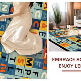 Ultra Soft Area Rug, Non Slip, Stain Resistant, Washable Area Rugs for Living Room, Bedroom, Chic Playful Alphabetic Motif(Orange)