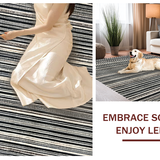 Ultra Soft Area Rug, Non Slip, Stain Resistant, Washable Area Rugs for Living Room, Bedroom, Black White Striped Rug, Contemporary Design(Black)