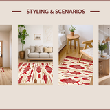 Ultra Soft Area Rug, Non Slip, Stain Resistant, Washable Area Rugs for Living Room, Bedroom, Rustic Red Aquatic Design(Red)