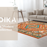 Ultra Soft Area Rug, Non Slip, Stain Resistant, Washable Area Rugs for Living Room, Bedroom, Rustic Orange Medallion Elegance(Orange)