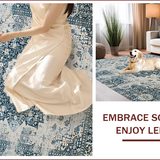Ultra Soft Area Rug, Non Slip, Stain Resistant, Washable Area Rugs for Living Room, Bedroom, Contemporary Gray Geometric Design(Blue)