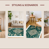 Ultra Soft Area Rug, Non Slip, Stain Resistant, Washable Area Rugs for Living Room, Bedroom, Chic Floral Green Medley(Green)