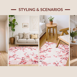 Ultra Soft Area Rug, Non Slip, Stain Resistant, Washable Area Rugs for Living Room, Bedroom, Contemporary Pink Petal Arrangement(Pink)