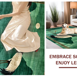 Ultra Soft Area Rug, Non Slip, Stain Resistant, Washable Area Rugs for Living Room, Bedroom, Refreshing Earthy Tones Optical Play(Green)