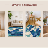 Ultra Soft Area Rug, Non Slip, Stain Resistant, Washable Area Rugs for Living Room, Bedroom, Ocean Beach Waves Polyester(Blue)