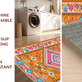 Ultra Soft Area Rug, Non Slip, Stain Resistant, Washable Area Rugs for Living Room, Bedroom, Rustic Ethnic Print Aesthetic(Orange)