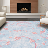 Ultra Soft Area Rug, Non Slip, Stain Resistant, Washable Area Rugs for Living Room, Bedroom, Scalloped Ribbon Edge Rug With Oversized Bow Motif And Preppy Curved Shapes(Blue)
