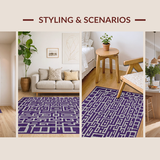 Ultra Soft Area Rug, Non Slip, Stain Resistant, Washable Area Rugs for Living Room, Bedroom, Stylish Gray and Purple Harmony(Purple)