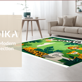 Ultra Soft Area Rug, Non Slip, Stain Resistant, Washable Area Rugs for Living Room, Bedroom, Charming Jungle Animal Aesthetic(Green)