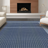 Ultra Soft Area Rug, Non Slip, Stain Resistant, Washable Area Rugs for Living Room, Bedroom, Contemporary Navy Square Motif(Blue)