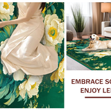 Ultra Soft Area Rug, Non Slip, Stain Resistant, Washable Area Rugs for Living Room, Bedroom, Vibrant Realistic Flower Aesthetic(Green)