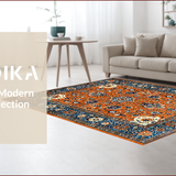 Ultra Soft Area Rug, Non Slip, Stain Resistant, Washable Area Rugs for Living Room, Bedroom, Eclectic Paisley Floral Fusion(Orange)