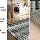 Ultra Soft Area Rug, Non Slip, Stain Resistant, Washable Area Rugs for Living Room, Bedroom, Striped Entry Pathway Rug Modern Contrast Patterned Accent Mat Decor(Black)