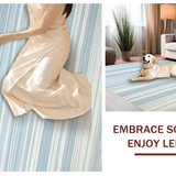 Ultra Soft Area Rug, Non Slip, Stain Resistant, Washable Area Rugs for Living Room, Bedroom, Serene Coastal Stripe Harmony(Ivory)