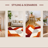 Ultra Soft Area Rug, Non Slip, Stain Resistant, Washable Area Rugs for Living Room, Bedroom, Rust Ivory Geometric Living Room Shag Rug(Orange)