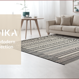 Ultra Soft Area Rug, Non Slip, Stain Resistant, Washable Area Rugs for Living Room, Bedroom, Elegant Minimalist Lattice Design(Black)