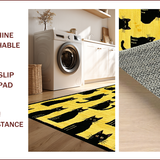Ultra Soft Area Rug, Non Slip, Stain Resistant, Washable Area Rugs for Living Room, Bedroom, Contemporary Black Cat Aesthetic(Yellow)