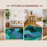 Ultra Soft Area Rug, Non Slip, Stain Resistant, Washable Area Rugs for Living Room, Bedroom, Bold Artistic Shape Play(Blue)