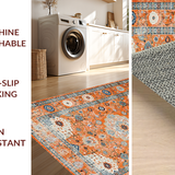 Ultra Soft Area Rug, Non Slip, Stain Resistant, Washable Area Rugs for Living Room, Bedroom, Modern Eclectic Vintage Hue(Orange)