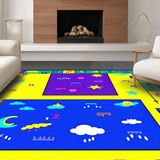 Ultra Soft Area Rug, Non Slip, Stain Resistant, Washable Area Rugs for Living Room, Bedroom, Vibrant Geometric Alphabet Aesthetic(Yellow)