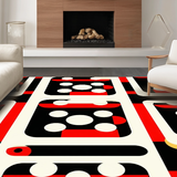 Ultra Soft Area Rug, Non Slip, Stain Resistant, Washable Area Rugs for Living Room, Bedroom, Chic Graphic Playful Shapes(Red)