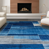 Ultra Soft Area Rug, Non Slip, Stain Resistant, Washable Area Rugs for Living Room, Bedroom, Chic Blue Tiled Pattern Aesthetic(Blue)