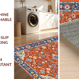 Ultra Soft Area Rug, Non Slip, Stain Resistant, Washable Area Rugs for Living Room, Bedroom, Eclectic Vintage Floral Tapestry(Red)
