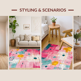 Ultra Soft Area Rug, Non Slip, Stain Resistant, Washable Area Rugs for Living Room, Bedroom, Dynamic Teal Pink Watercolor Fusion(Pink)