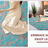 Ultra Soft Area Rug, Non Slip, Stain Resistant, Washable Area Rugs for Living Room, Bedroom, Modern Gray Watercolor Botanical Motif(Turquoise)