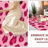 Ultra Soft Area Rug, Non Slip, Stain Resistant, Washable Area Rugs for Living Room, Bedroom, fluffy leopard print(Pink)