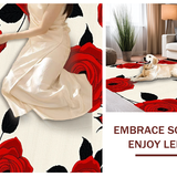Ultra Soft Area Rug, Non Slip, Stain Resistant, Washable Area Rugs for Living Room, Bedroom, Charming Transitional Rose Aesthetic(Red)