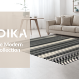 Ultra Soft Area Rug, Non Slip, Stain Resistant, Washable Area Rugs for Living Room, Bedroom, Sleek Black and Bone Stripes(Black)