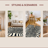 Ultra Soft Area Rug, Non Slip, Stain Resistant, Washable Area Rugs for Living Room, Bedroom, Ivory Black Animal Design Hallway Carpet(Black)