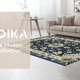 Ultra Soft Area Rug, Non Slip, Stain Resistant, Washable Area Rugs for Living Room, Bedroom, Earthy Tone Decorative Symmetry(Blue)